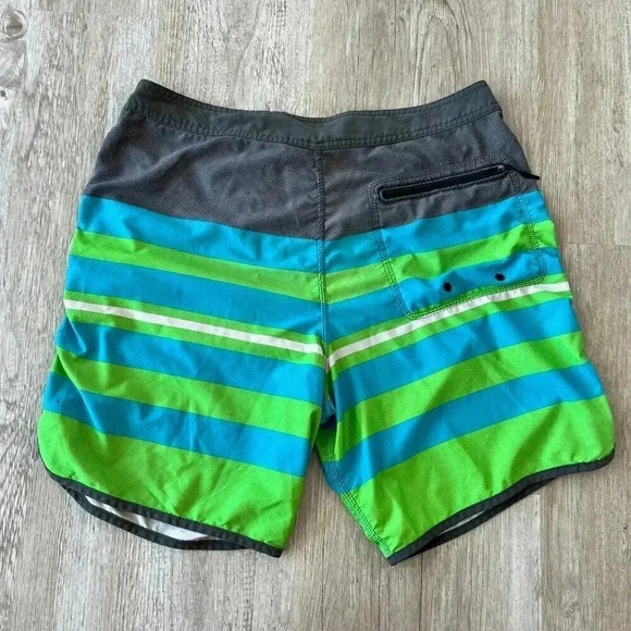 Mens Hurley Multicolor Stripe Swim Trunks - M - Picture 5 of 9